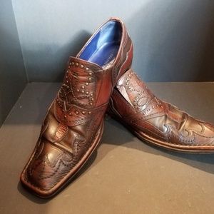 Mark Nason 67335 Brown Studded Leather Shoes Rock